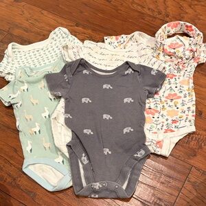 Cloud Island Baby Bodysuits in Gray, Cream, and Green